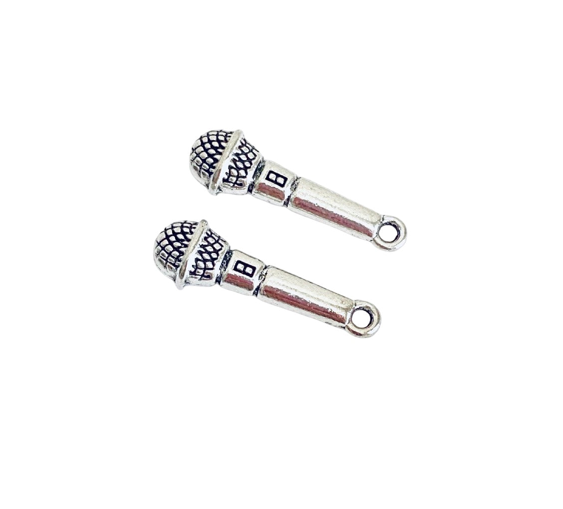 Base Metal Small Microphone Charm