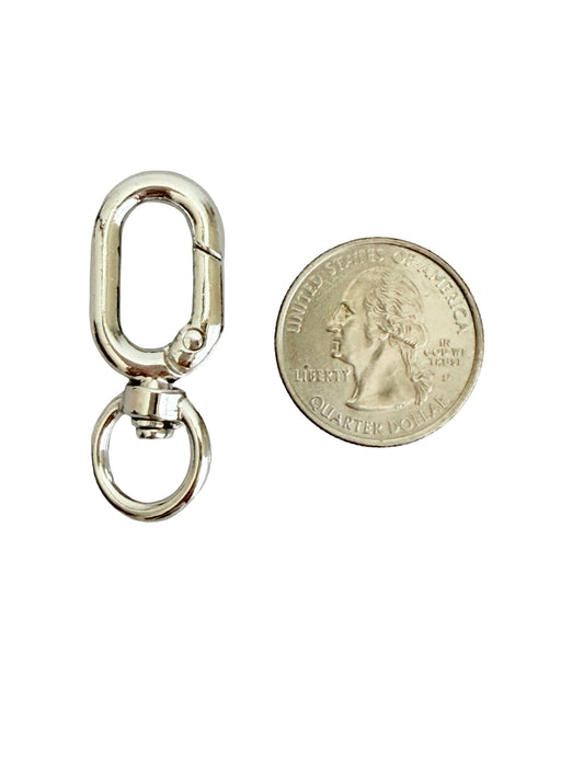 Oval Clip-On Clasp Connector • Silver or Champagne Gold