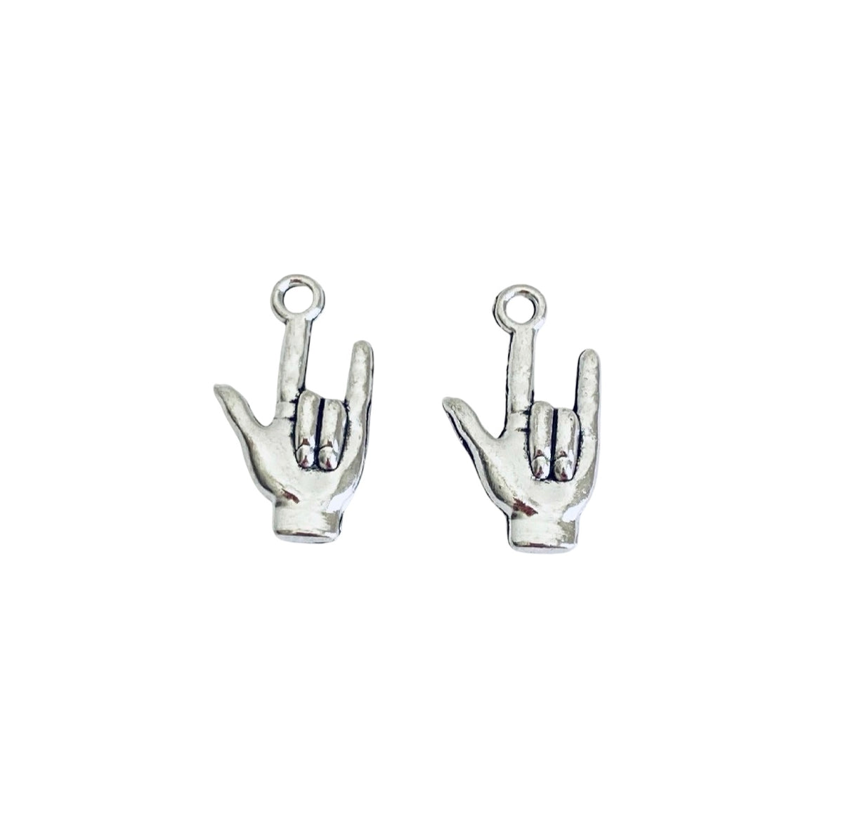 Base Metal Hand Sign I Love You Charm