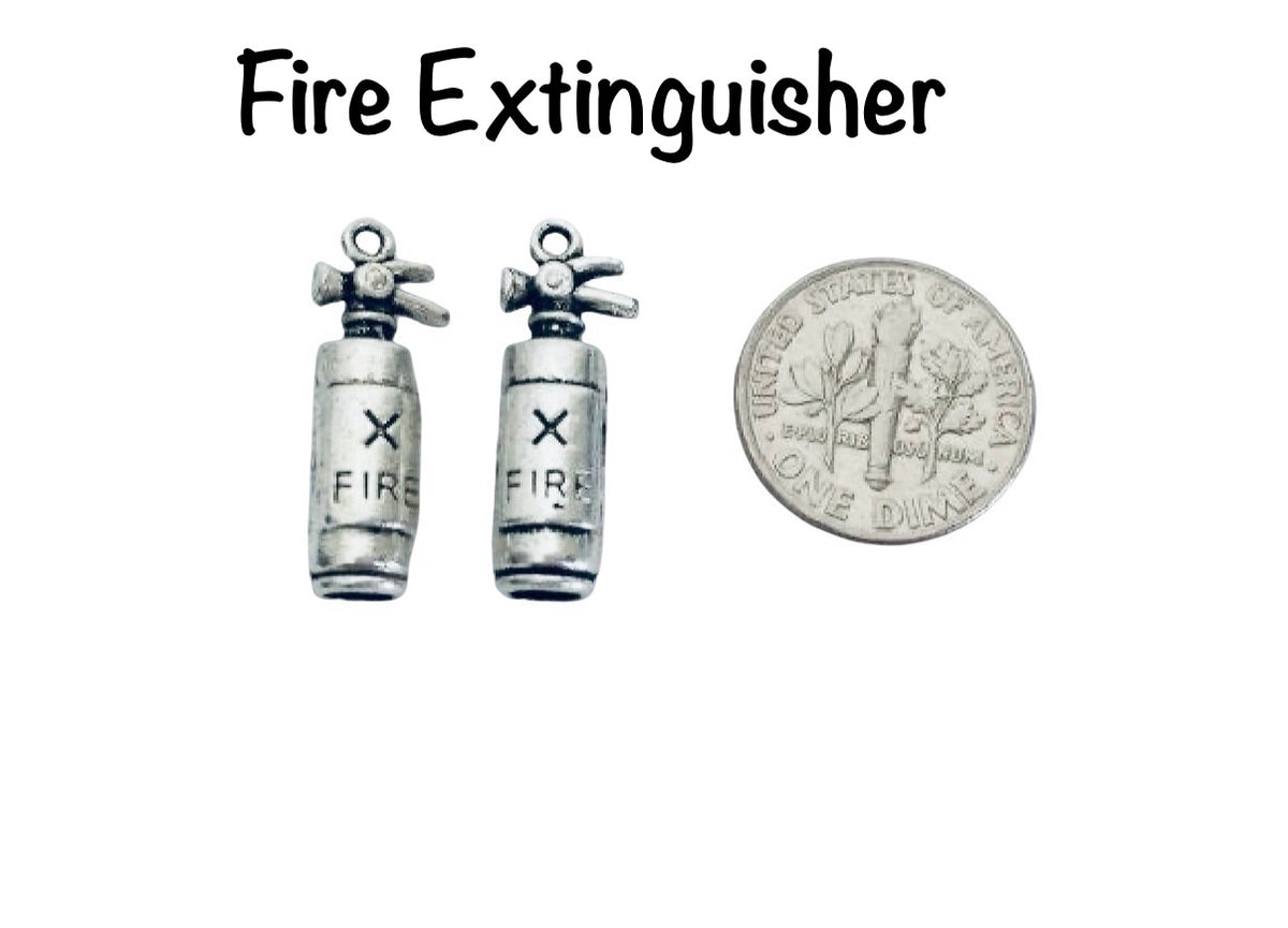 Base Metal Fire Fighter Charms (Fire Extinguisher • Dept Cap with Axes)