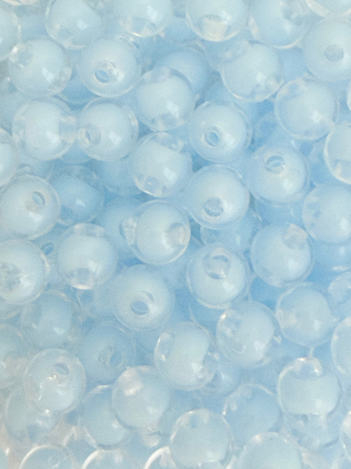 8mm Clear Round Beads with Colored Center • Light Pink & Light Blue Beads for Jewelry Making