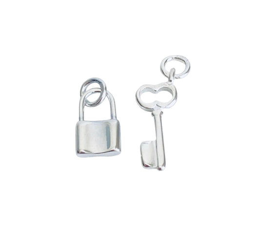 Sterling Silver Key & Lock Charm Set