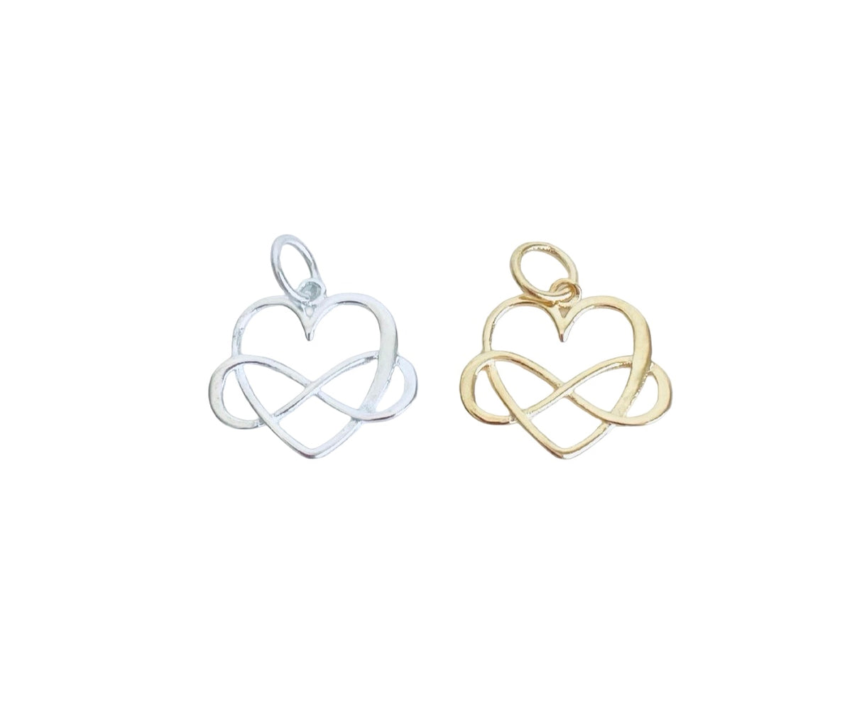 Eternity Heart Charm • Sterling Silver • Gold over Silver • Sold Individually