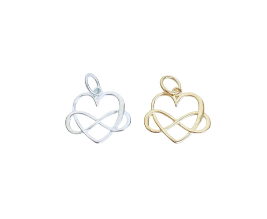 Eternity Heart Charm • Sterling Silver • Gold over Silver • Sold Individually