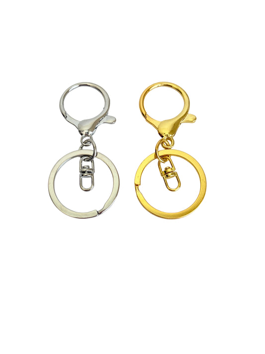 Lobster Clasp Keychain Ring with Swivel Connector • Silver & Gold Keychain