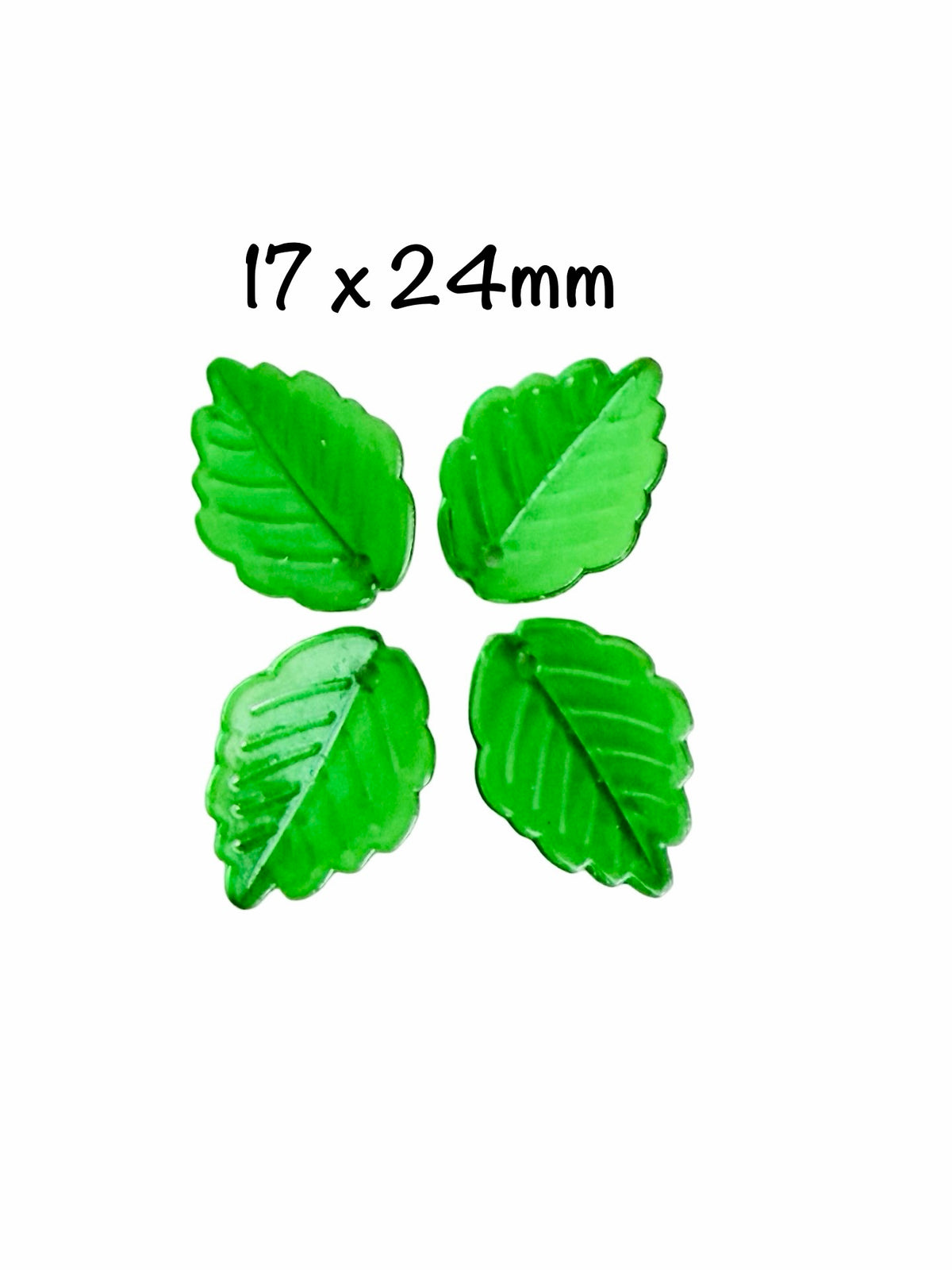 Acrylic Transparent Green Leaf Beads • Green Leaf Beads for Jewelry Making & Crafts • 17x24mm or 10x29mm