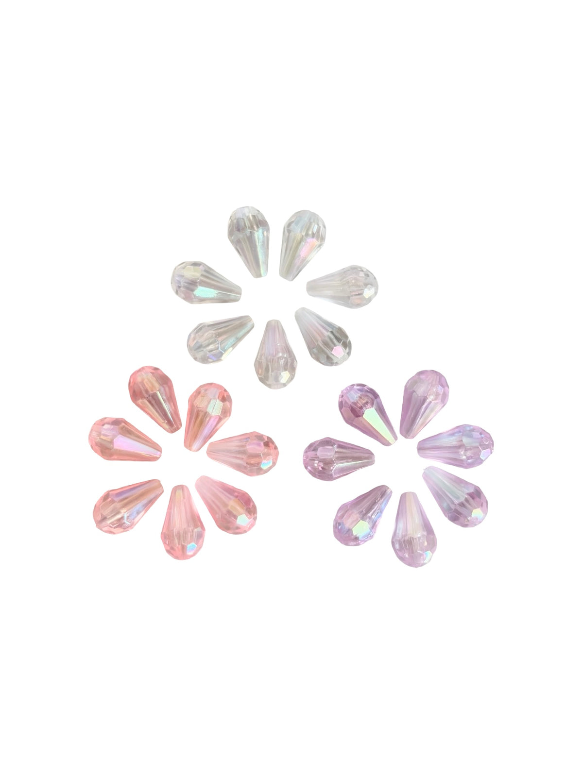 8x12mm Faceted Acrylic Teardrop Beads • White, Pink & Lavender AB • Jewelry Making
