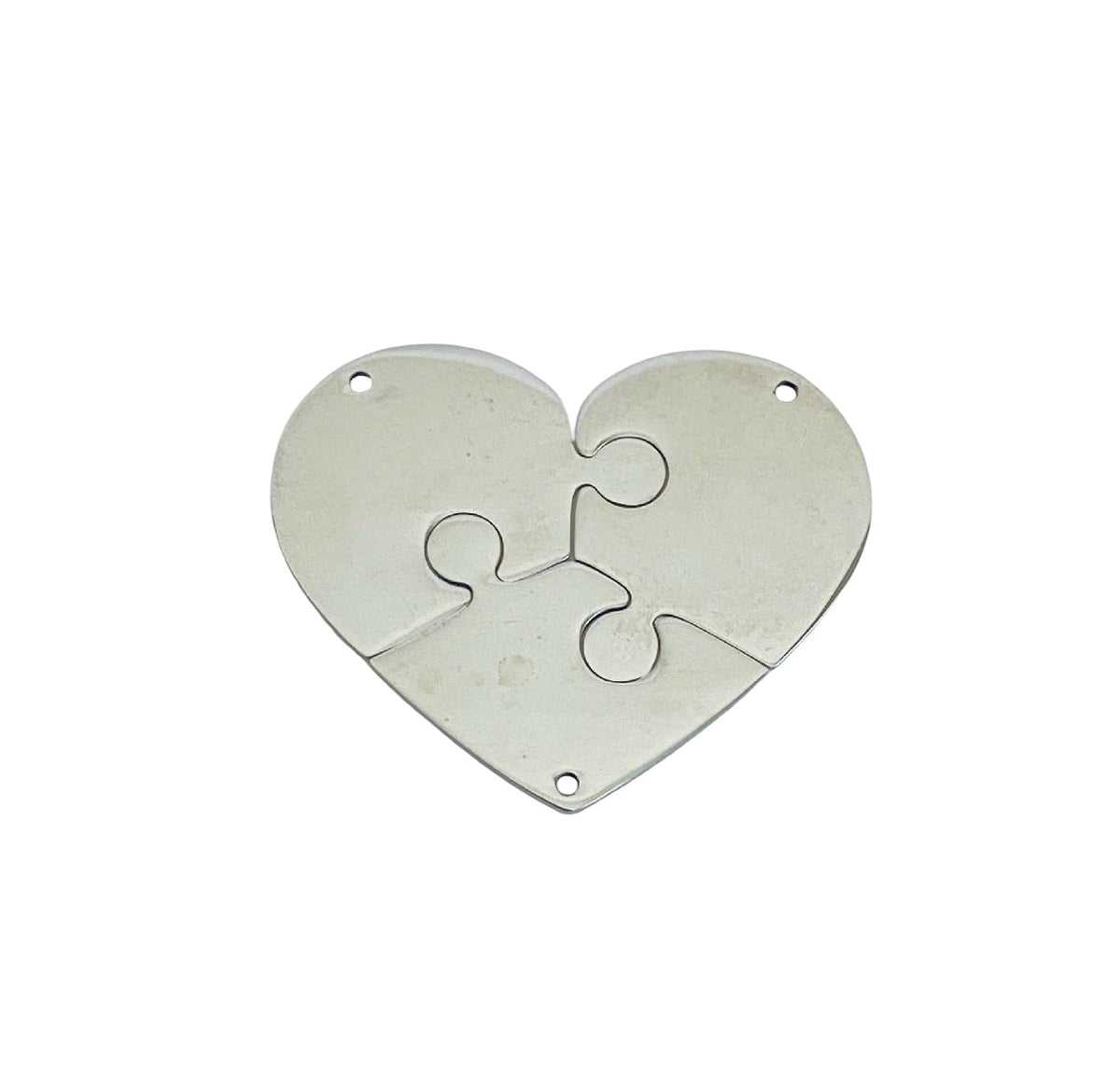 Shiny Stainless Steel 3-piece Broken Heart Blanks • 35mm x 28mm