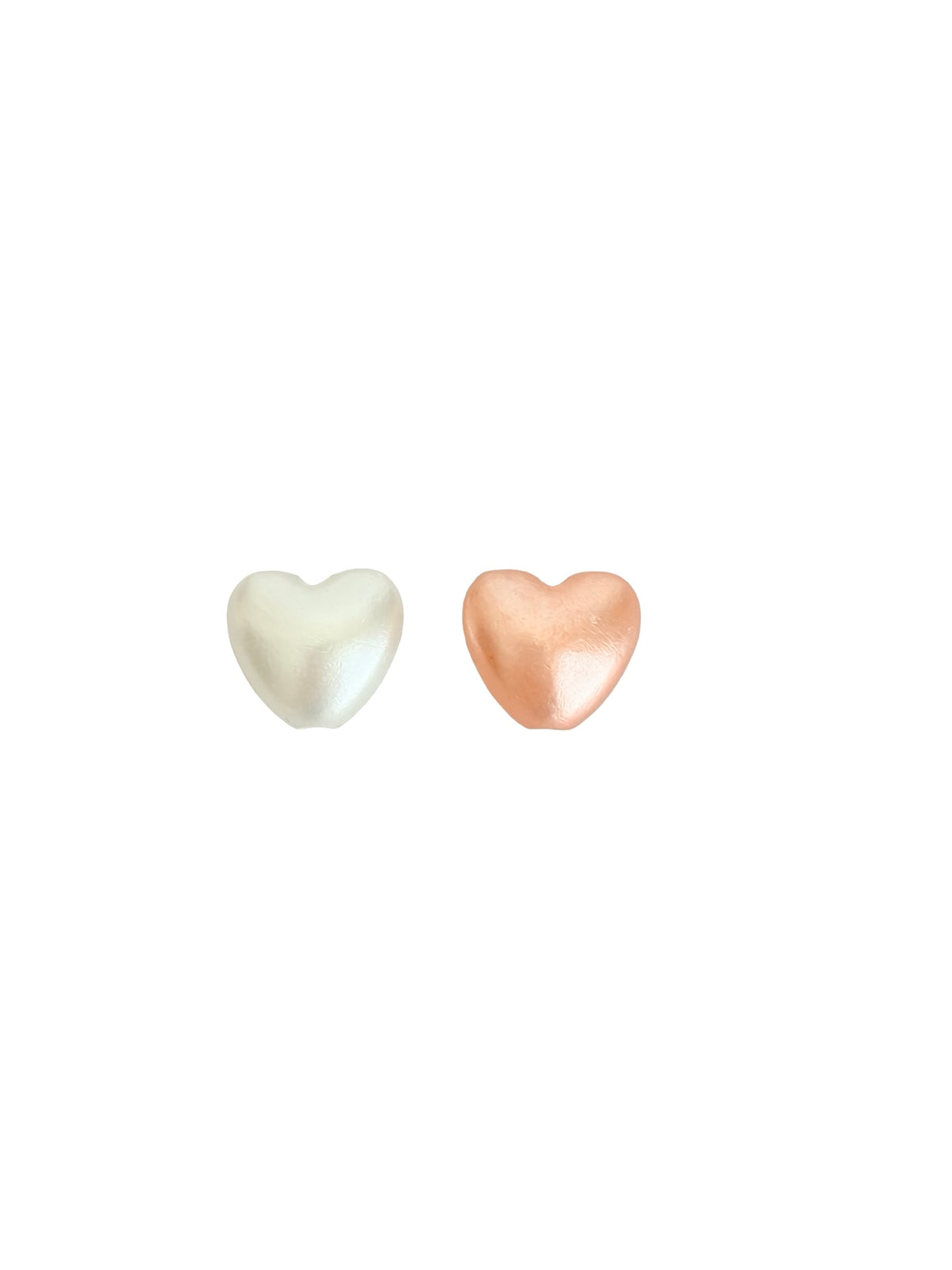 Small Faux Pearl Puffy Heart Beads • Off White & Rose Gold Heart Beads for Jewelry Making