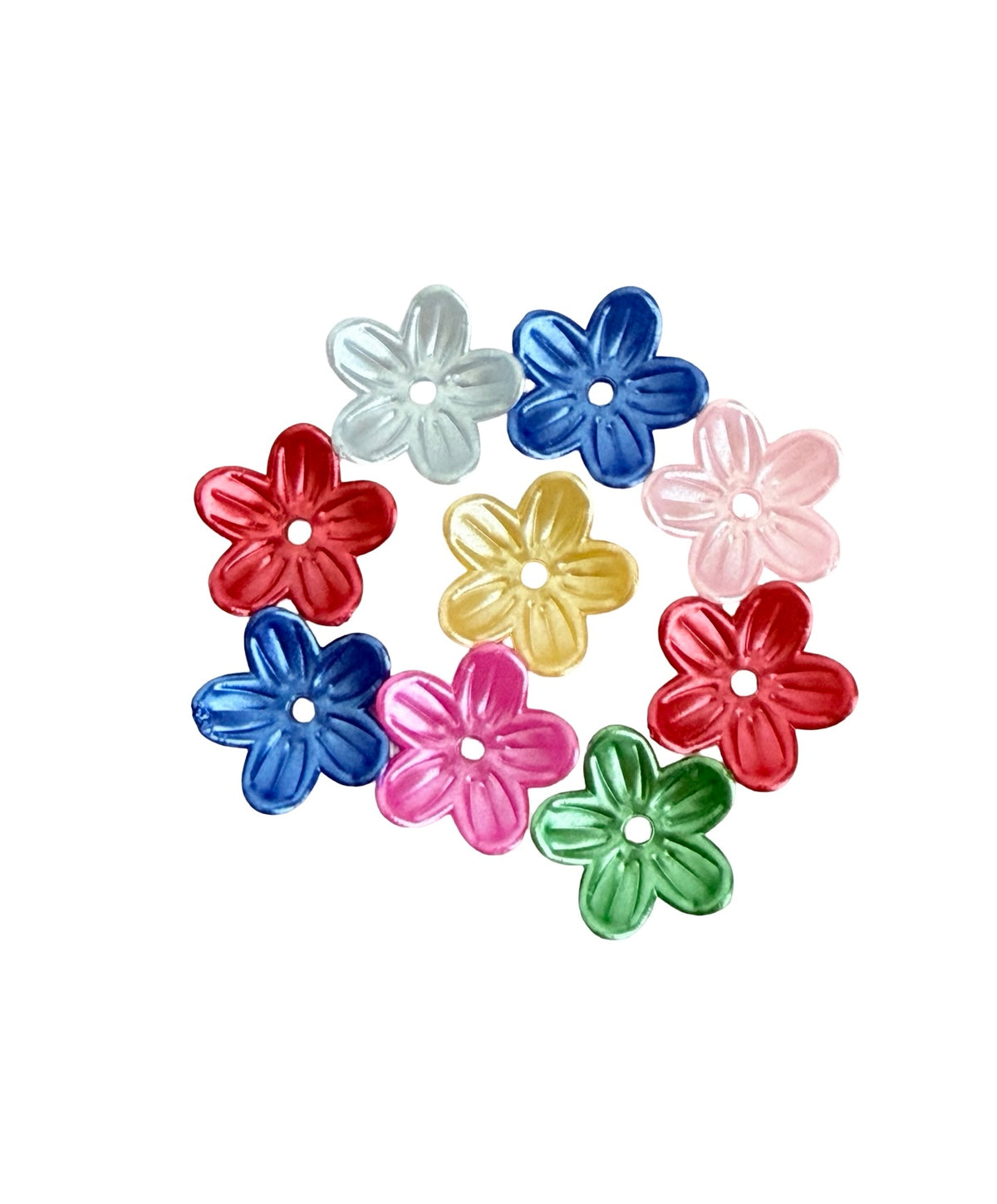 12mm Small 5-Petal Acrylic Flower Beads • Random Bright Colors • Mini Floral Beads for Jewelry Making & Crafts