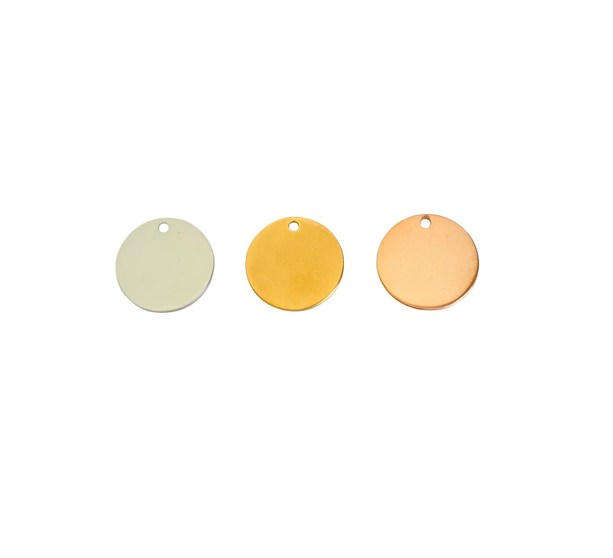 20mm Shiny Round Blanks • Stainless Steel • Gold over Stainless • Rose Gold over Stainless