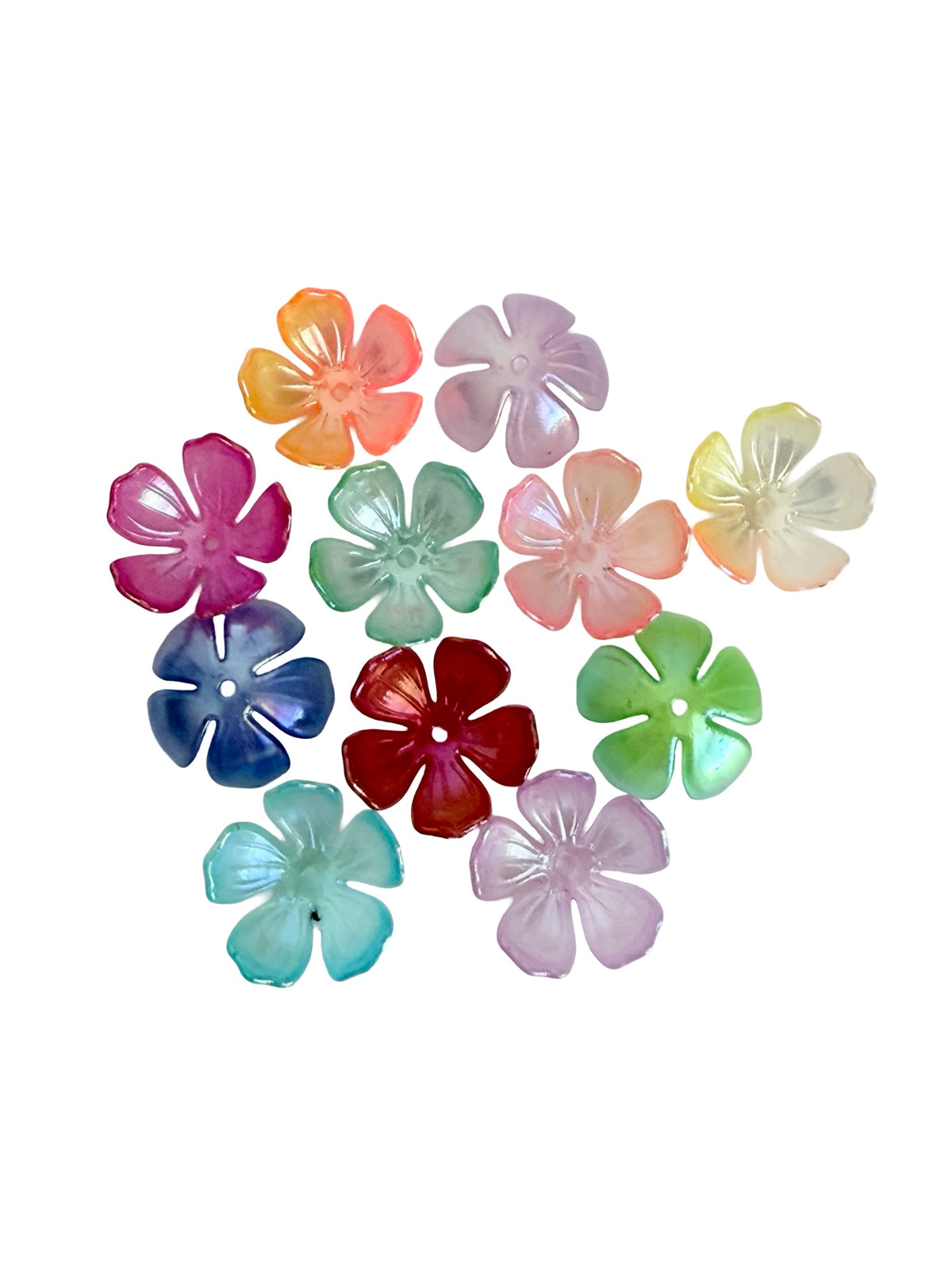 19mm 5-Petal Acrylic Rounded Flower Beads • Random Mix AB Colors for Jewelry Making & Crafts