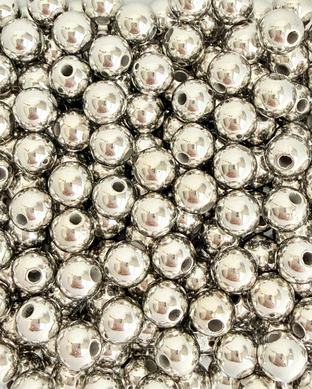 8mm Round Silver Acrylic Beads • Metallic Beads for Jewelry Making