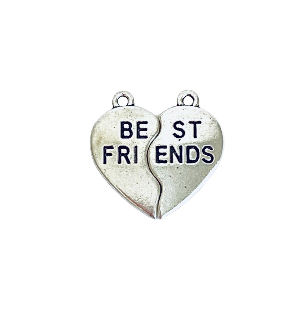 Base Metal 2-Piece “Best Friends” Broken Heart Charms