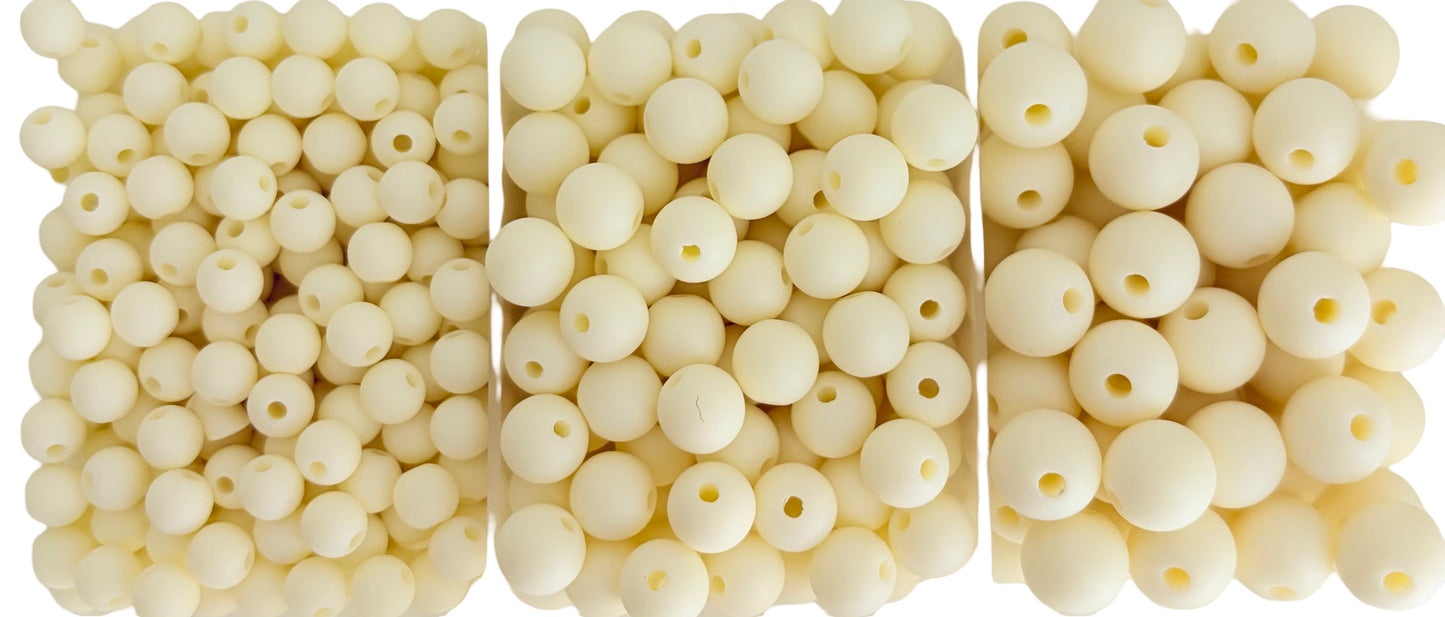 Matte Finish Ivory Round Beads • 5mm, 7mm & 9mm Acrylic Craft Beads for Jewelry Making & DIY Crafts