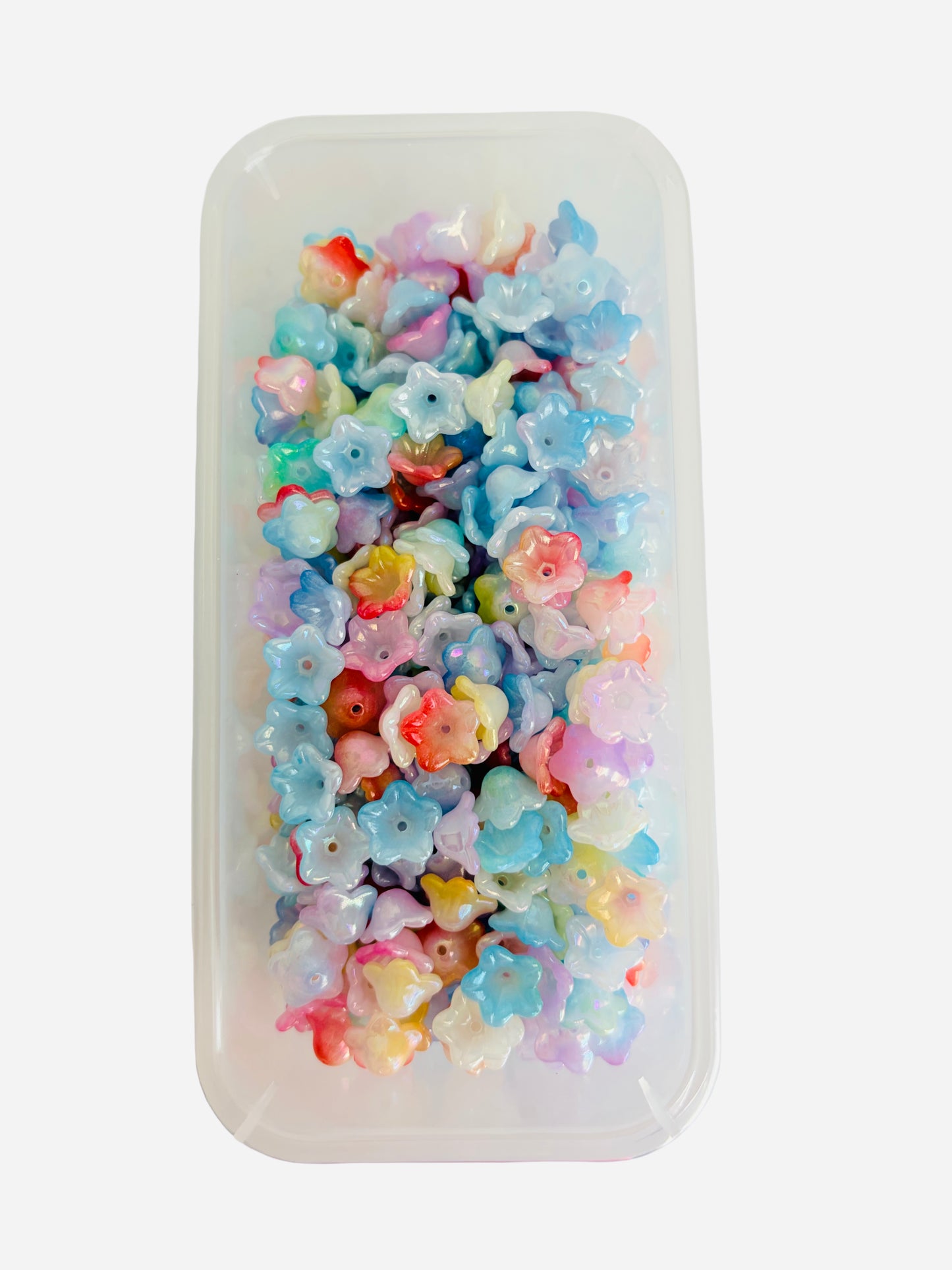 Acrylic Morning Glory Flower Beads • Pastel & Pastel AB Floral Beads for Jewelry Making, Lightweight Plastic Flower Beads