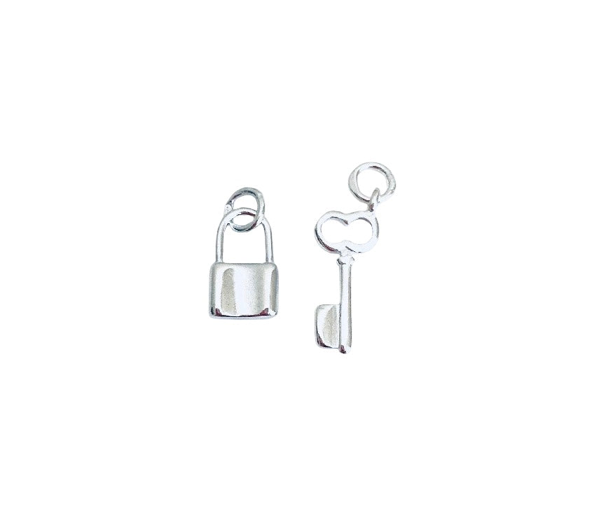 Sterling Silver Key & Lock Charm Set