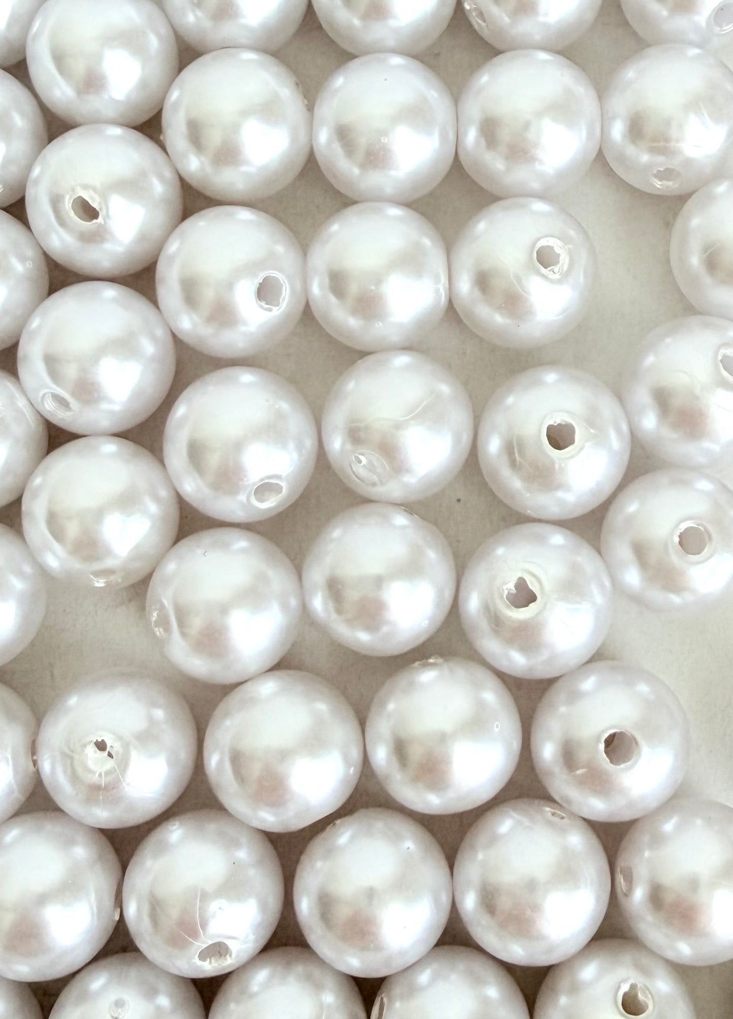 White Glass Pearl Beads (10mm or 12mm) • Elegant Round Faux Pearl Beads for Jewelry Making, Bracelets, Necklaces & DIY Crafts