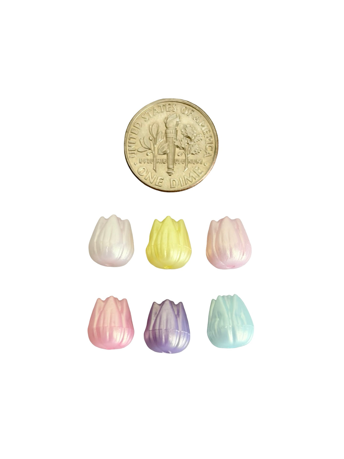 9mm Acrylic 3D Tulip Bulb Beads • Random Pastel Colors • Mini Tulip Flower Beads for Jewelry Making & Crafts