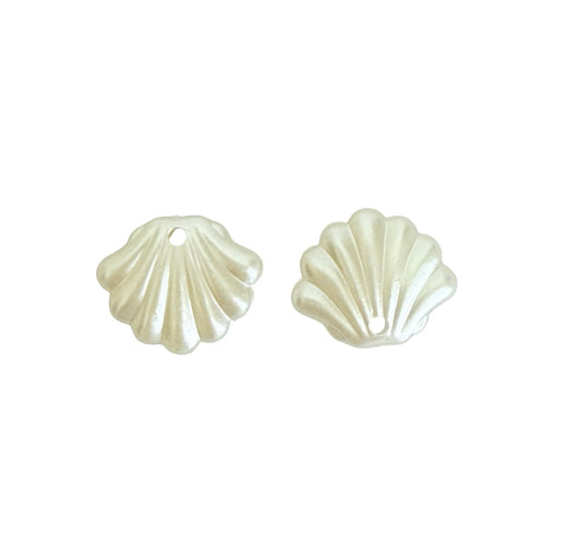 Faux Pearl Clam Shell Beads • 19mm x 16mm • Shell Beads for Jewelry Making