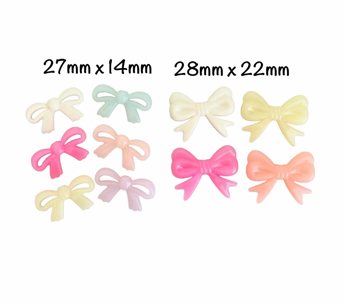 Acrylic Translucent Bow Beads • Random Mix Color Beads for Jewelry Making • 2 Styles