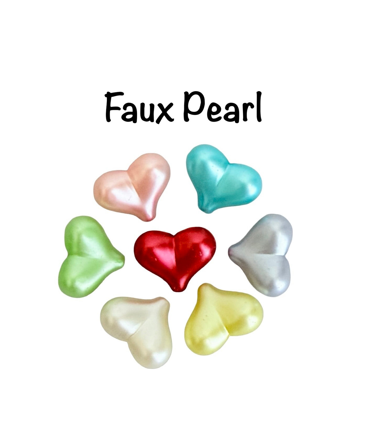 Small Acrylic Puffy Heart Beads • Random Mix of Faux Pearl, Transparent or Solid Colors • Heart Beads for Jewelry Making