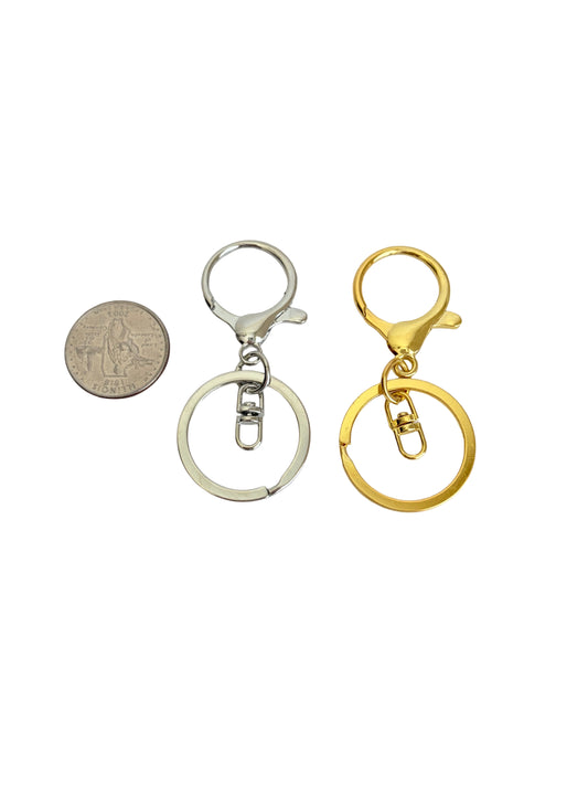 Lobster Clasp Keychain Ring with Swivel Connector • Silver & Gold Keychain