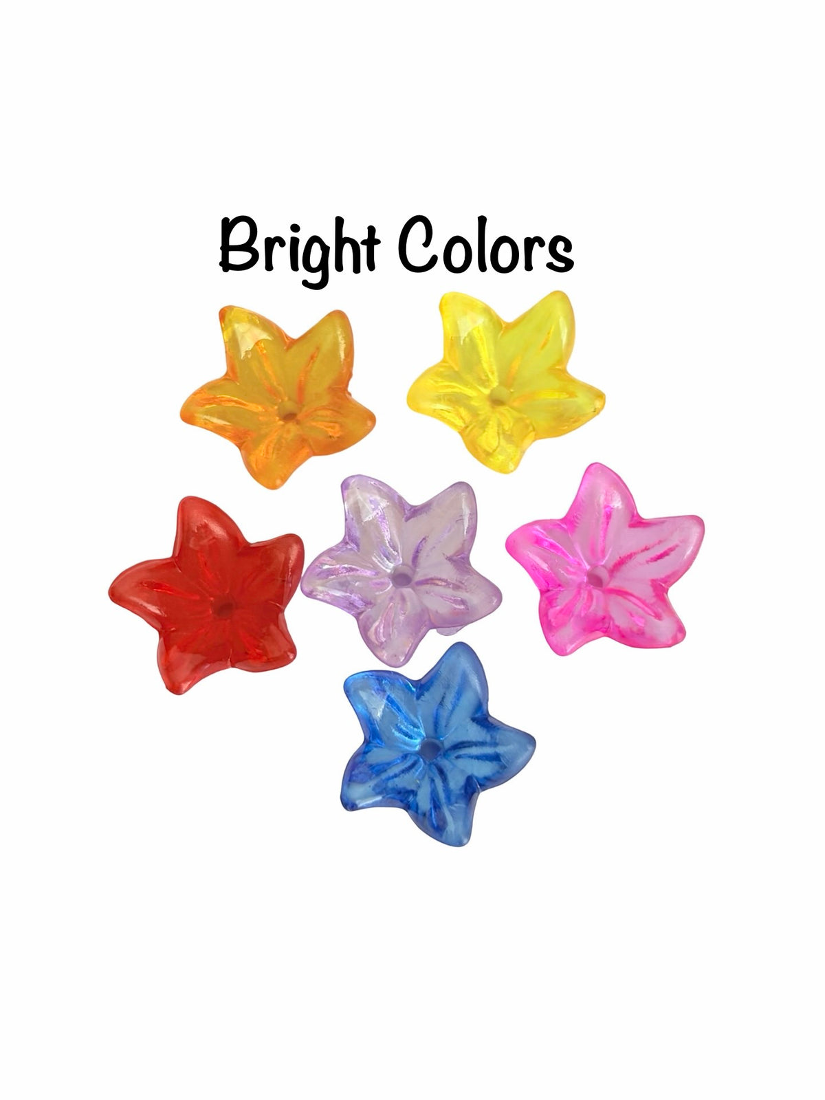 Acrylic 5-Petal Star Flower Beads • Transparent Pastel or Bright Colors • Floral Beads for Jewelry Making & Crafts