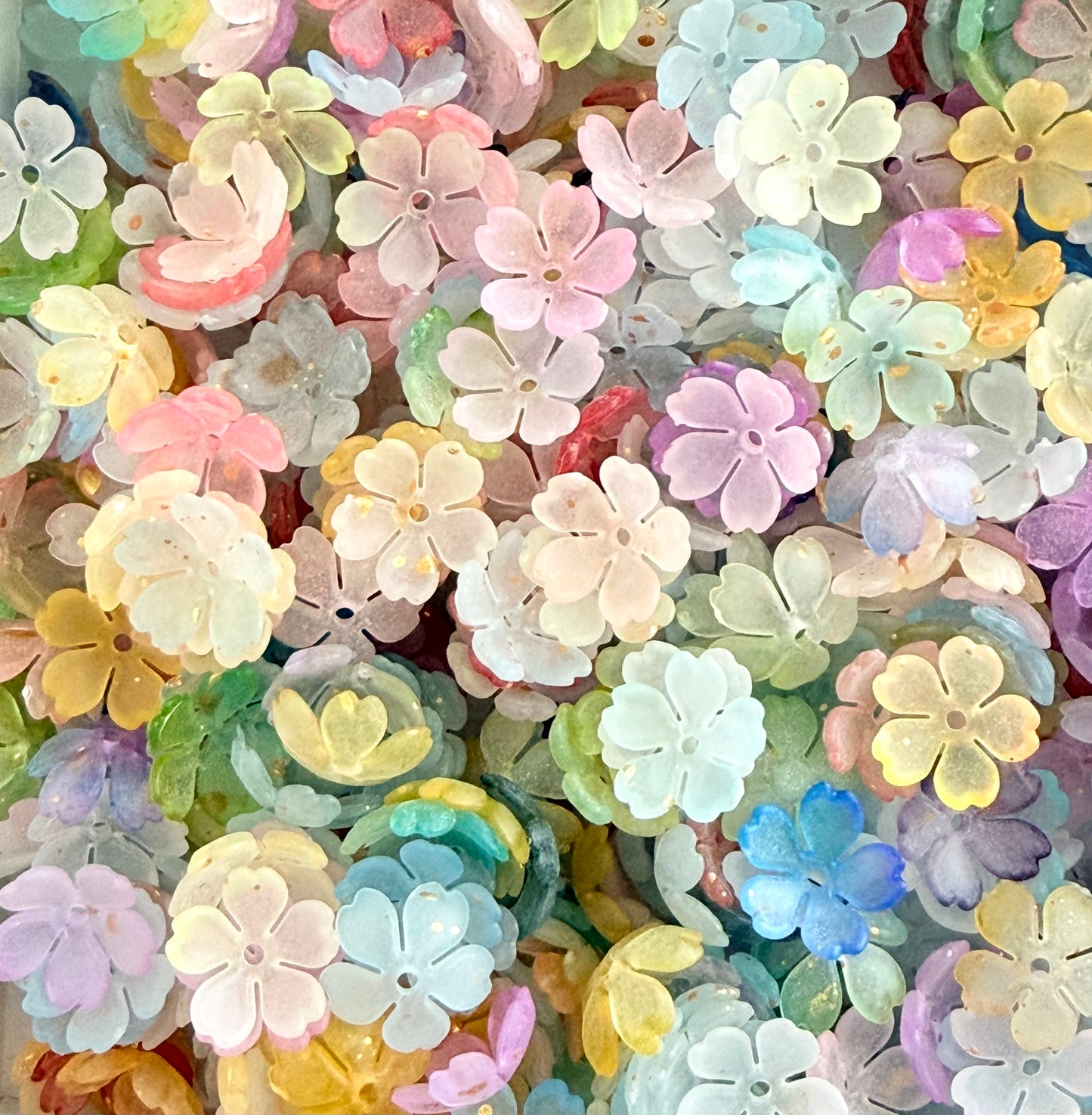 Cherry Blossom Flowers • Transparent • Frosted Pastel Flower Beads