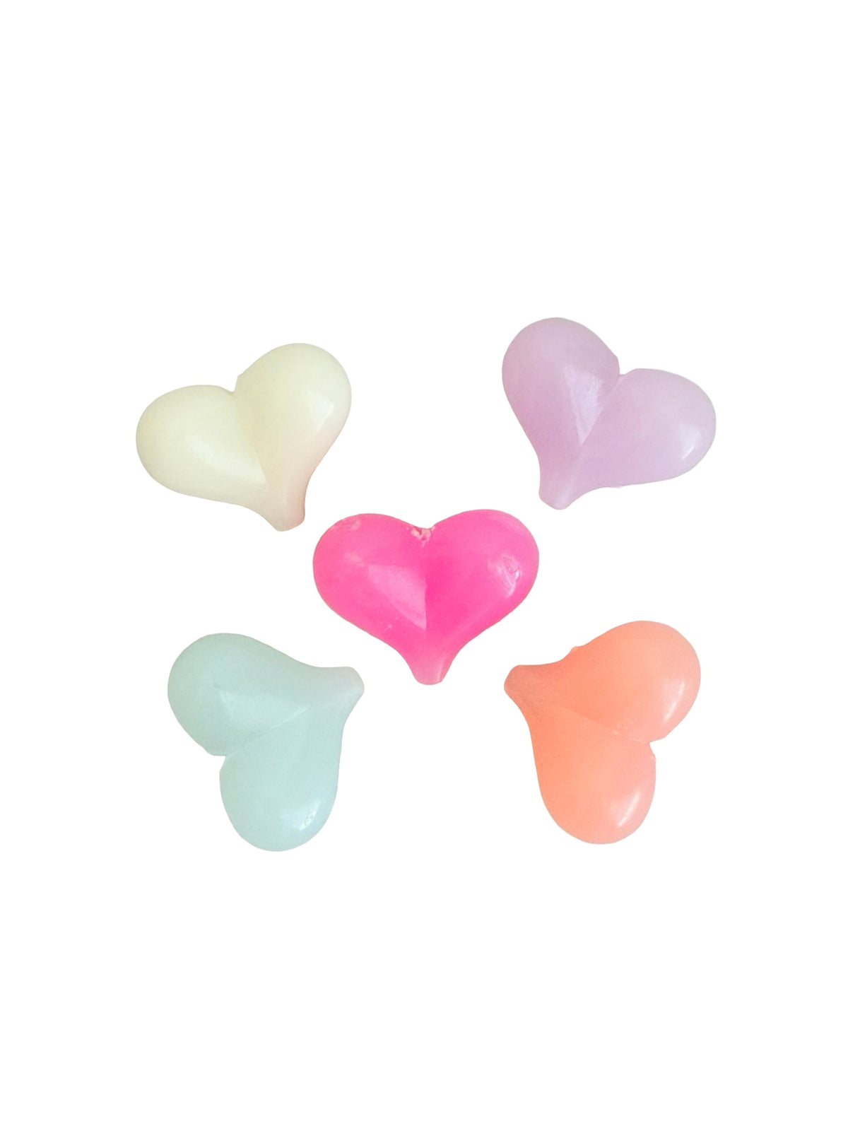 Large Acrylic Puffy Heart Beads • 22mm x 17mm • Off White & Random Mix of Translucent Heart Beads