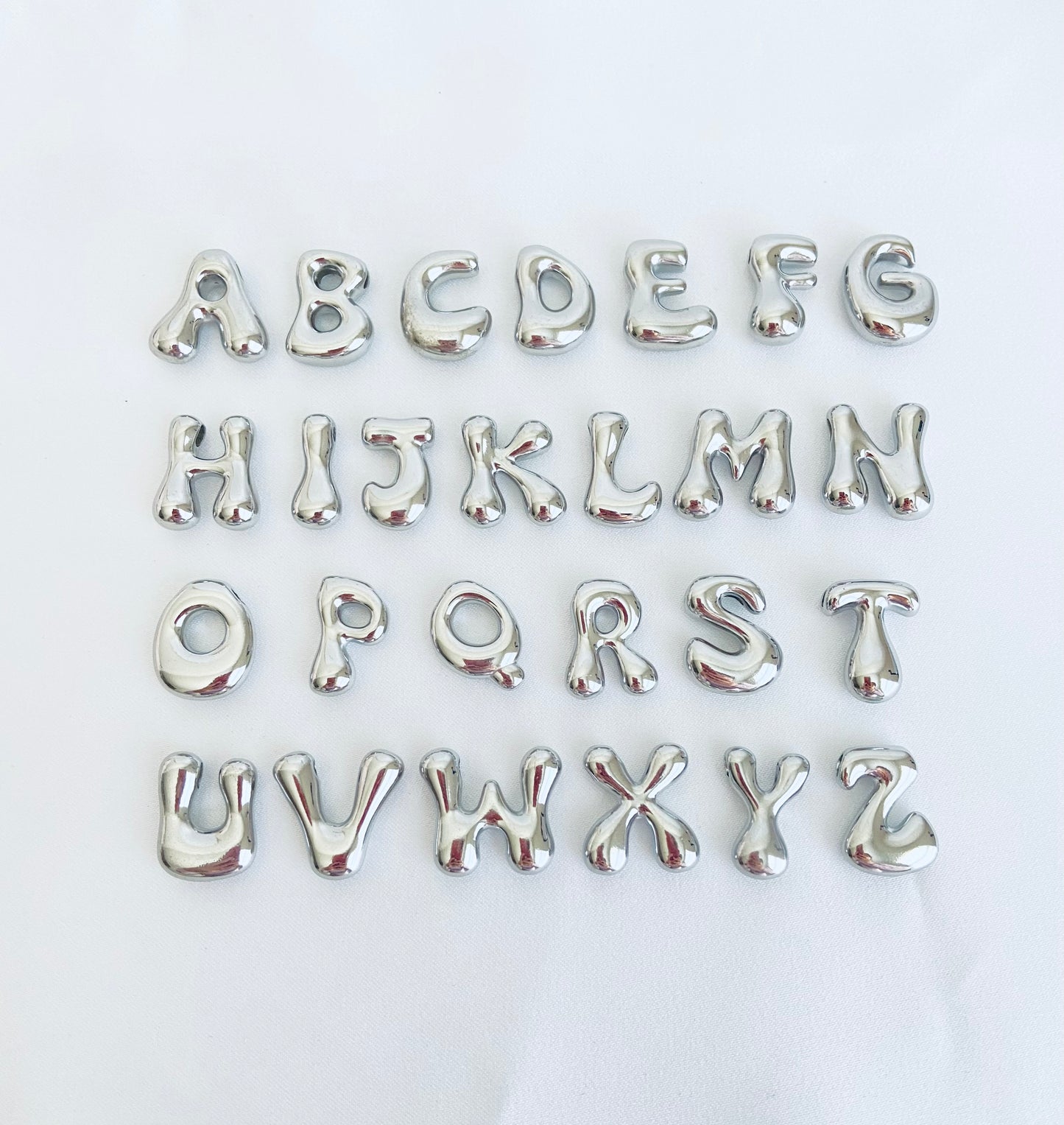 Large Stainless Steel Bubble Letter Charm (A-Z)