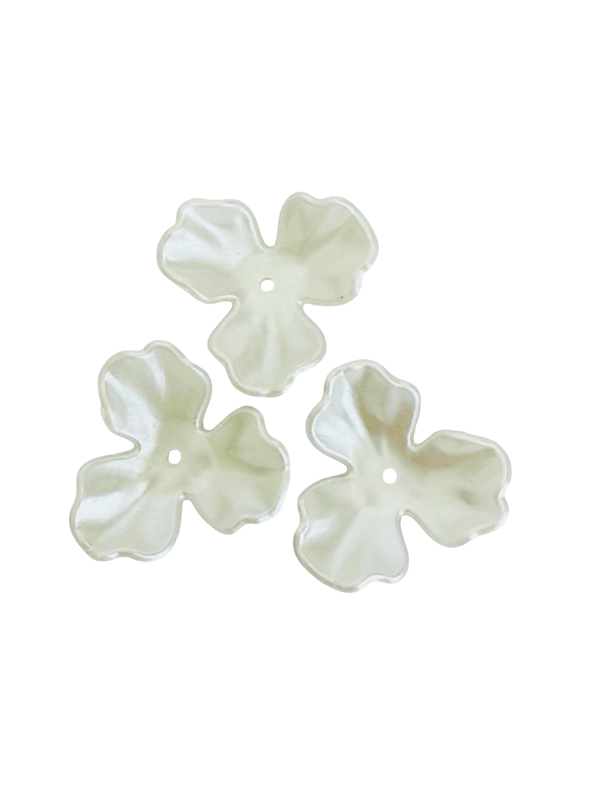 26mm Acrylic Faux Pearl 3-Petal Flower Beads • Large Pearl Flower Beads for Jewelry Making & Crafts