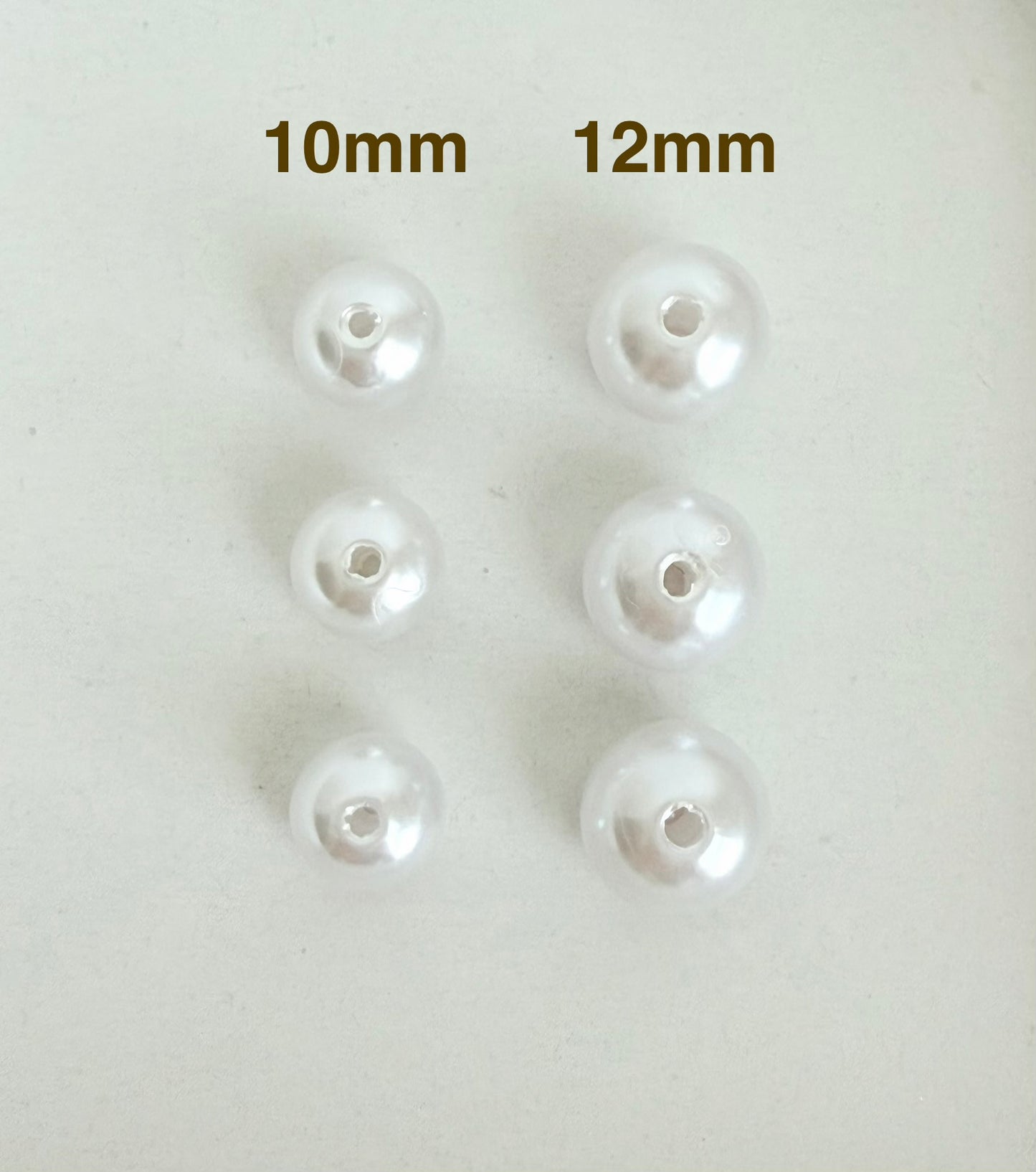 White Glass Pearl Beads (10mm or 12mm) • Elegant Round Faux Pearl Beads for Jewelry Making, Bracelets, Necklaces & DIY Crafts