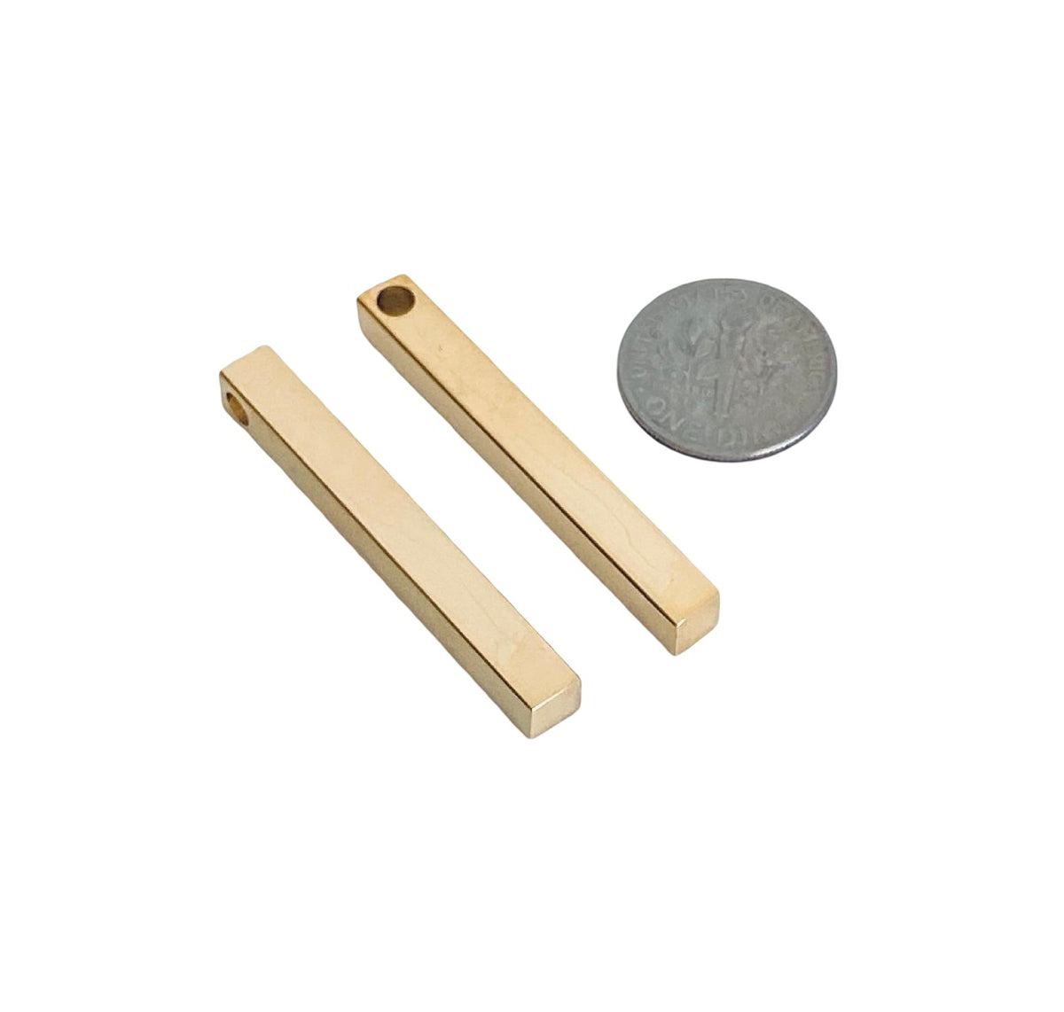 Shiny Long 4-sided Bar Blank • 5mm x 40mm • Stainless Steel, Gold or Rose Gold over Stainless Steel