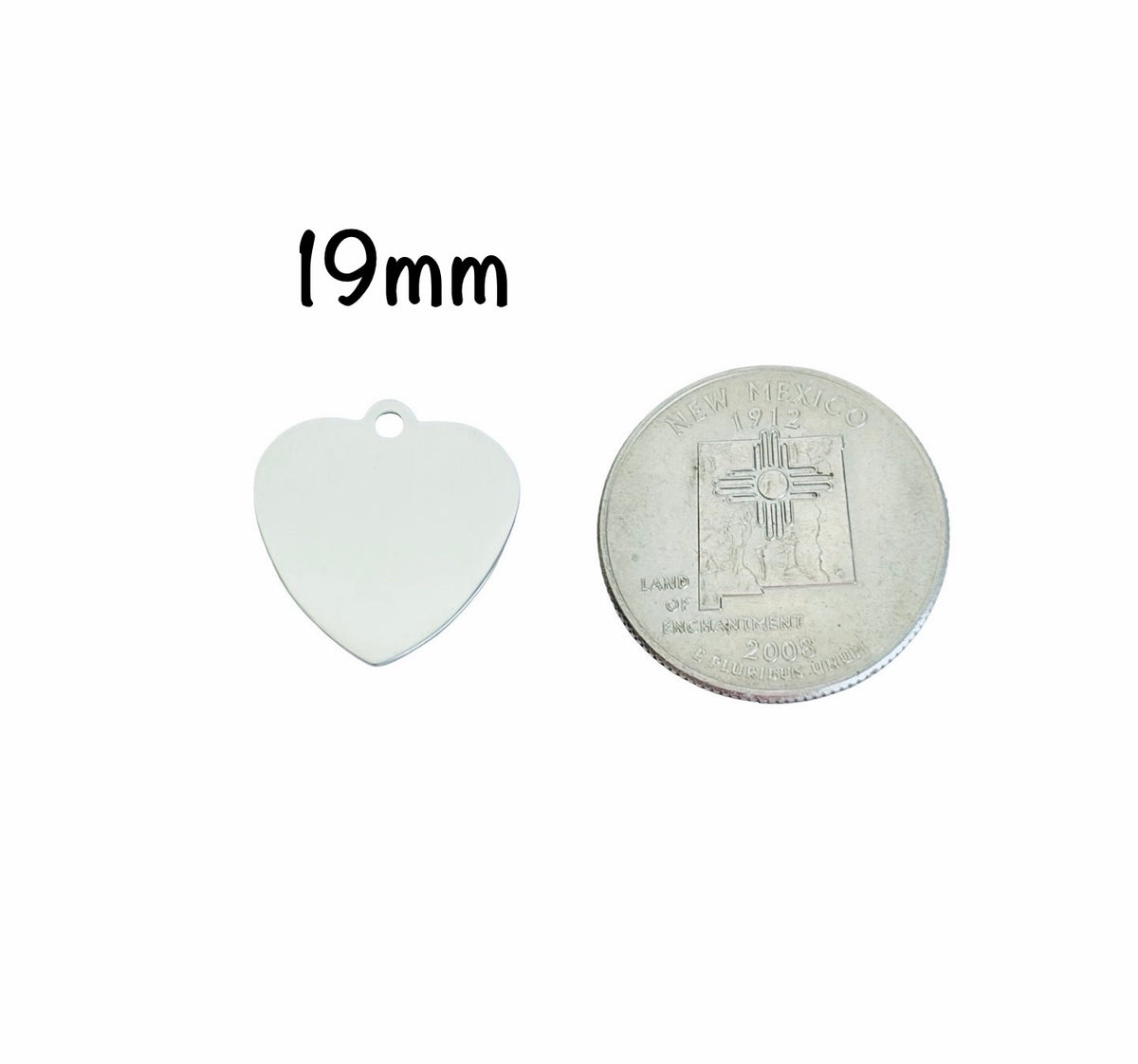 Shiny Stainless Steel Heart Blanks • 19mm • 24mm x 21mm