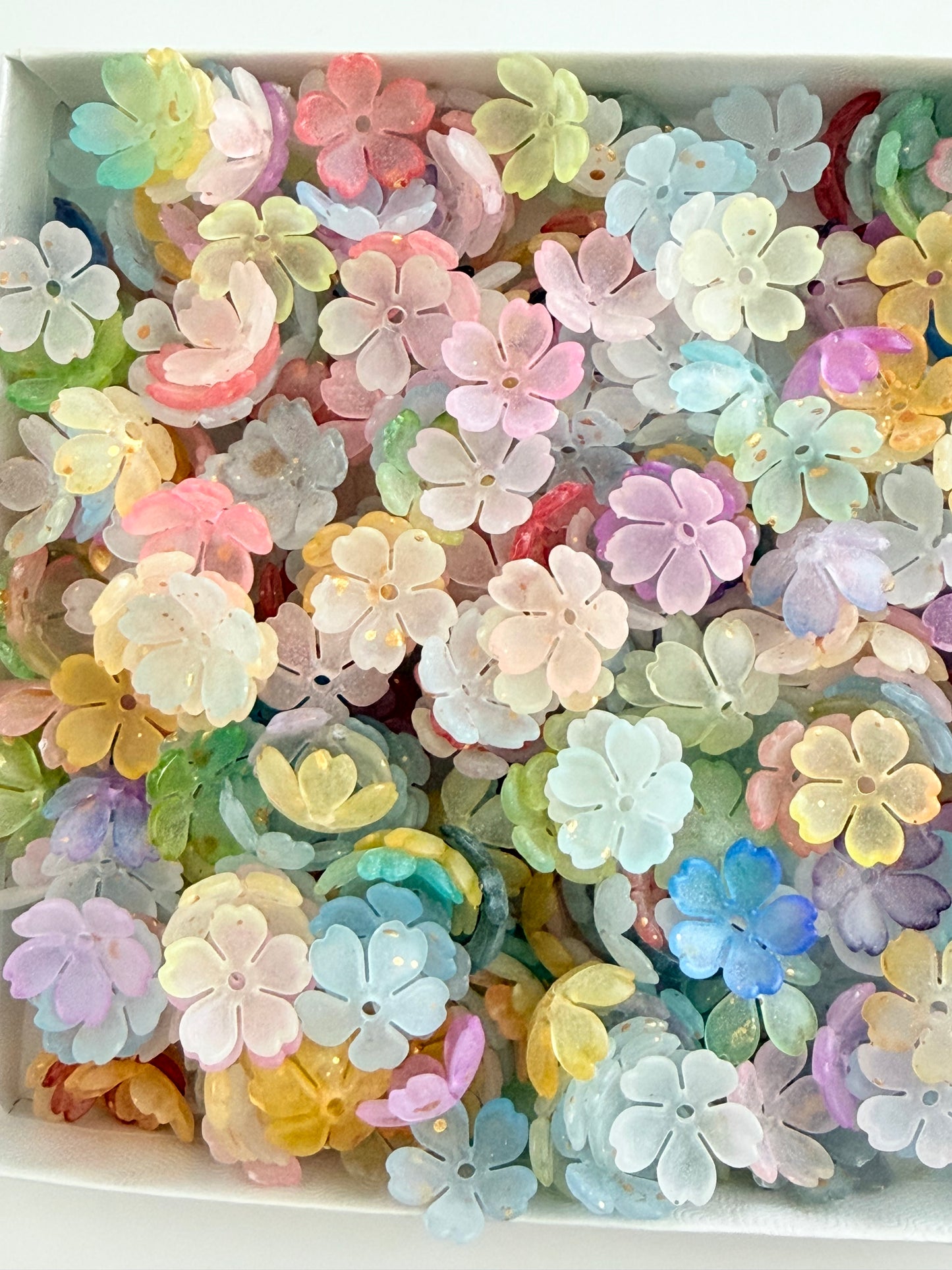 Cherry Blossom Flowers • Transparent • Frosted Pastel Flower Beads