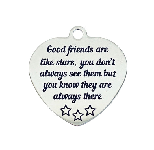 Large Stainless Steel Friendship Charm  Pre-Engraved