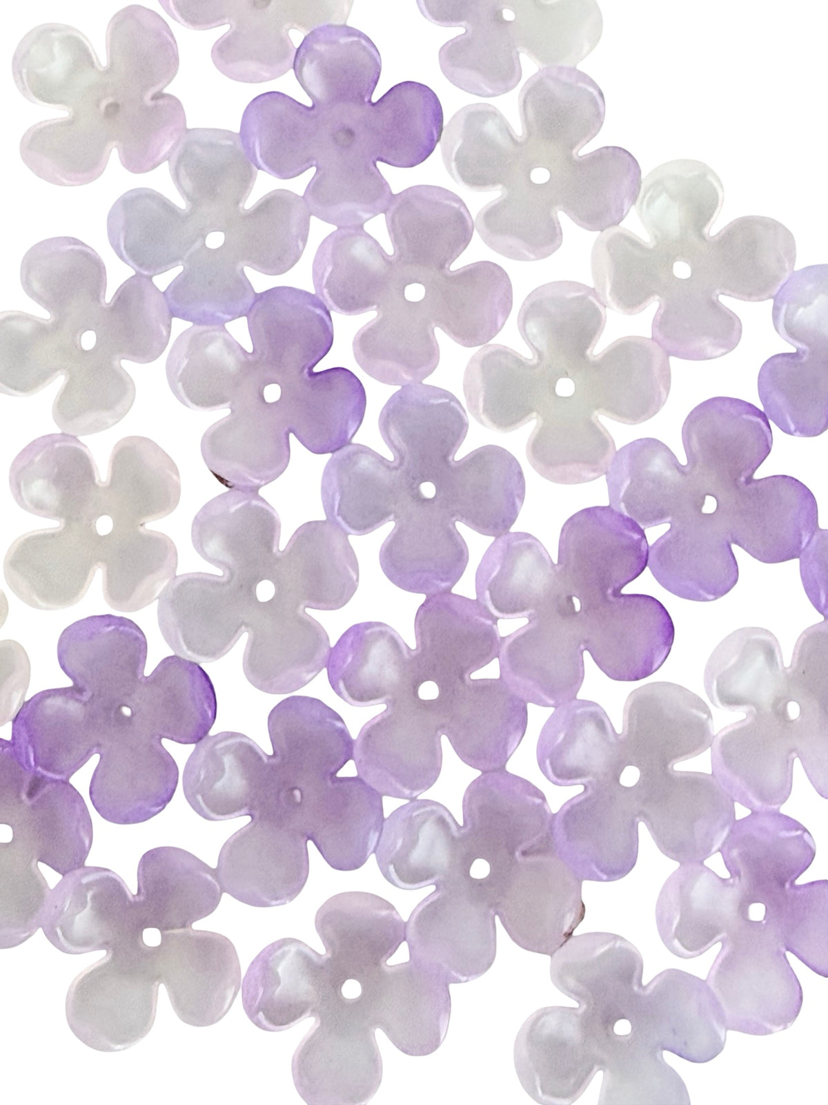 14mm Acrylic Hydrangea Flower Petal Beads • 4-Petal • Transparent Purple, Pink or Random Mix Colors