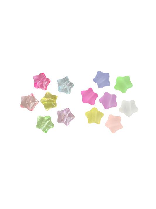 12mm Acrylic Puffy Star Beads • Random Assortment of Transparent or Matte Finish • Star Beads for Jewelry Making