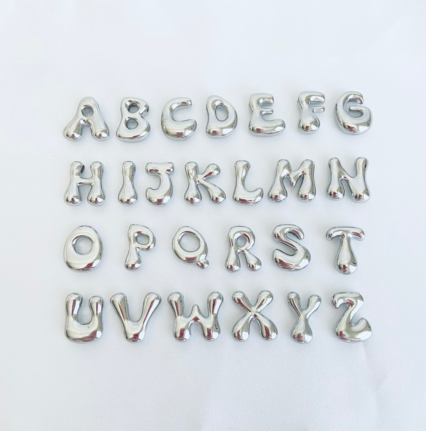 Large Stainless Steel Bubble Letter Charm (A-Z)