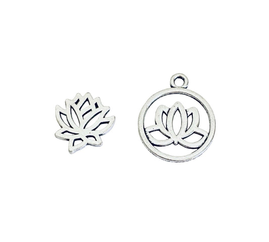 Base Metal Lotus Flower Charms