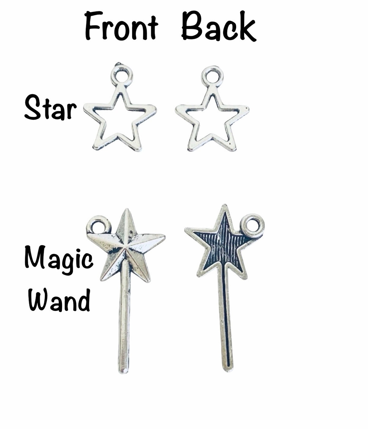 Base Metal Star Charms (Star • Magic Wand)