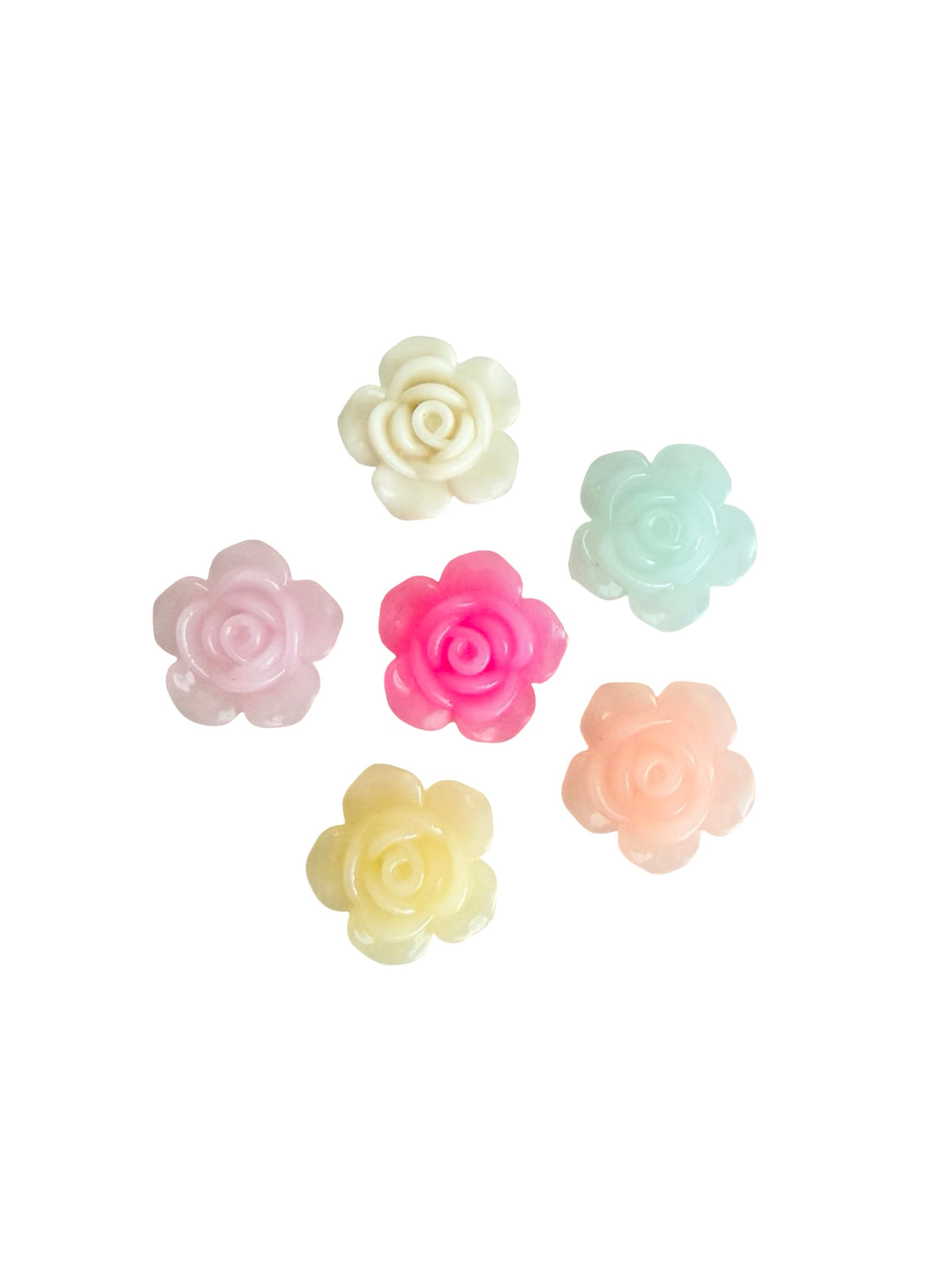 18mm Acrylic Rose Flower Beads with 2 Holes • Random Mix Translucent Pastel Colors