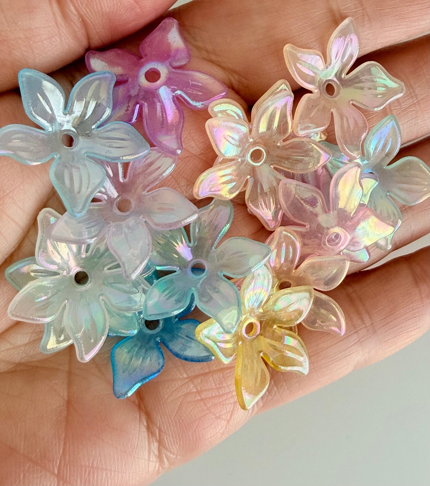 Mixed Color AB Transparent Bauhinia Flower Beads