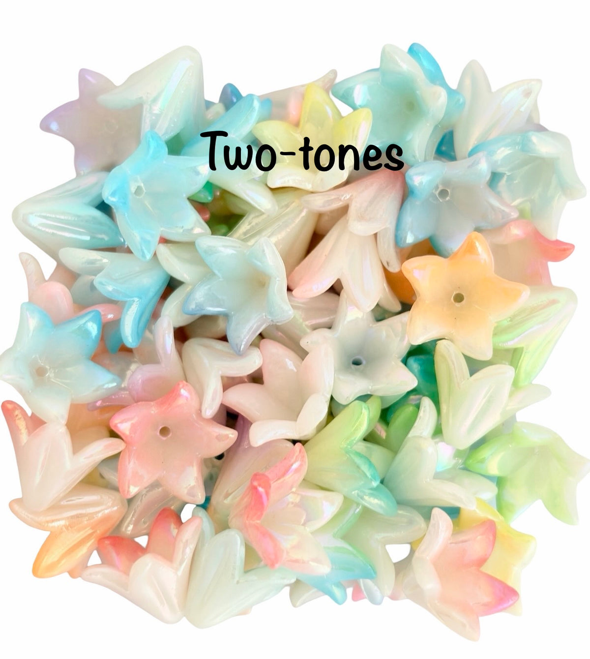 15mm Acrylic 5-Petal Pointed Flower Beads • Faux Pearl, Transparent & Two-Tone Flower Beads for Jewelry Making & Crafts