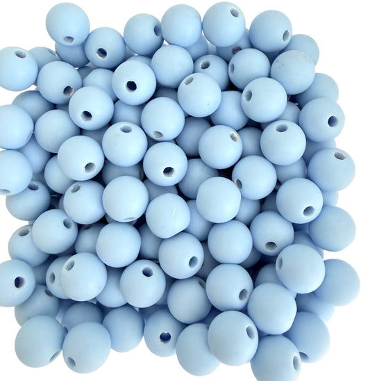 Matte Light Blue Acrylic Round Beads • 6mm, 8mm & 10mm