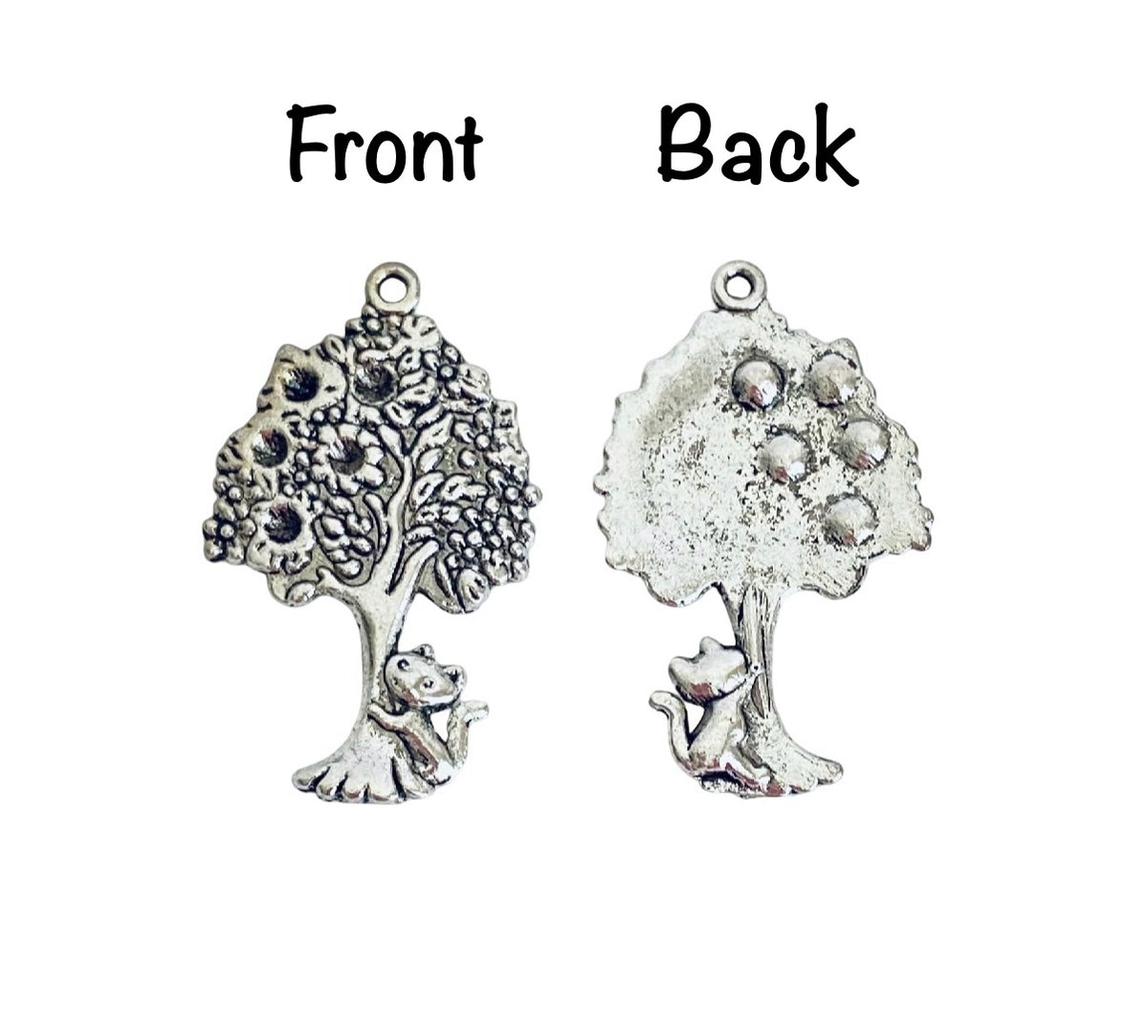 Base Metal Large Tree with Cat Charm