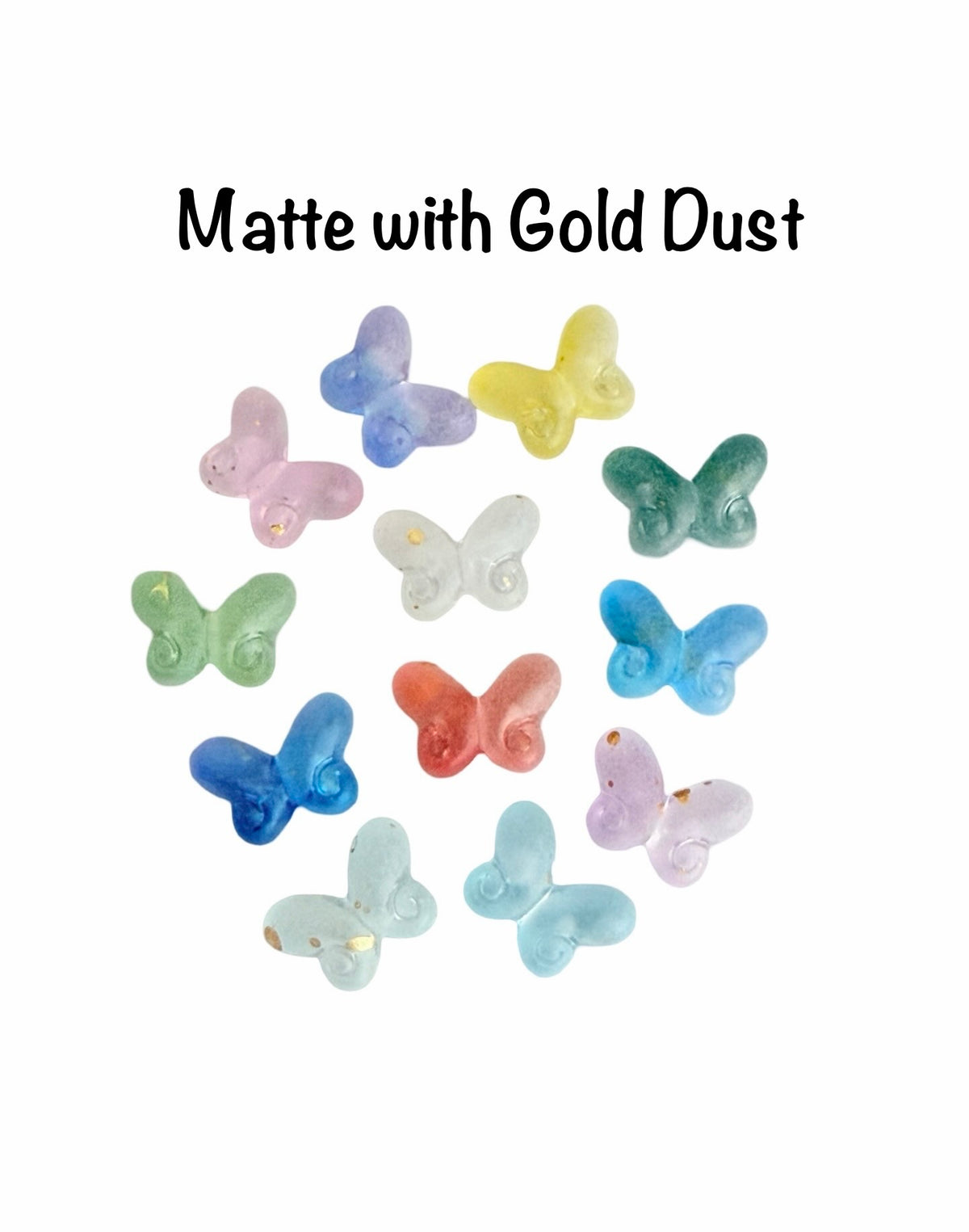 Small Acrylic Butterfly Beads • Random Mix of Transparent or Matte with Gold Dust • Butterfly Beads for Jewelry Making