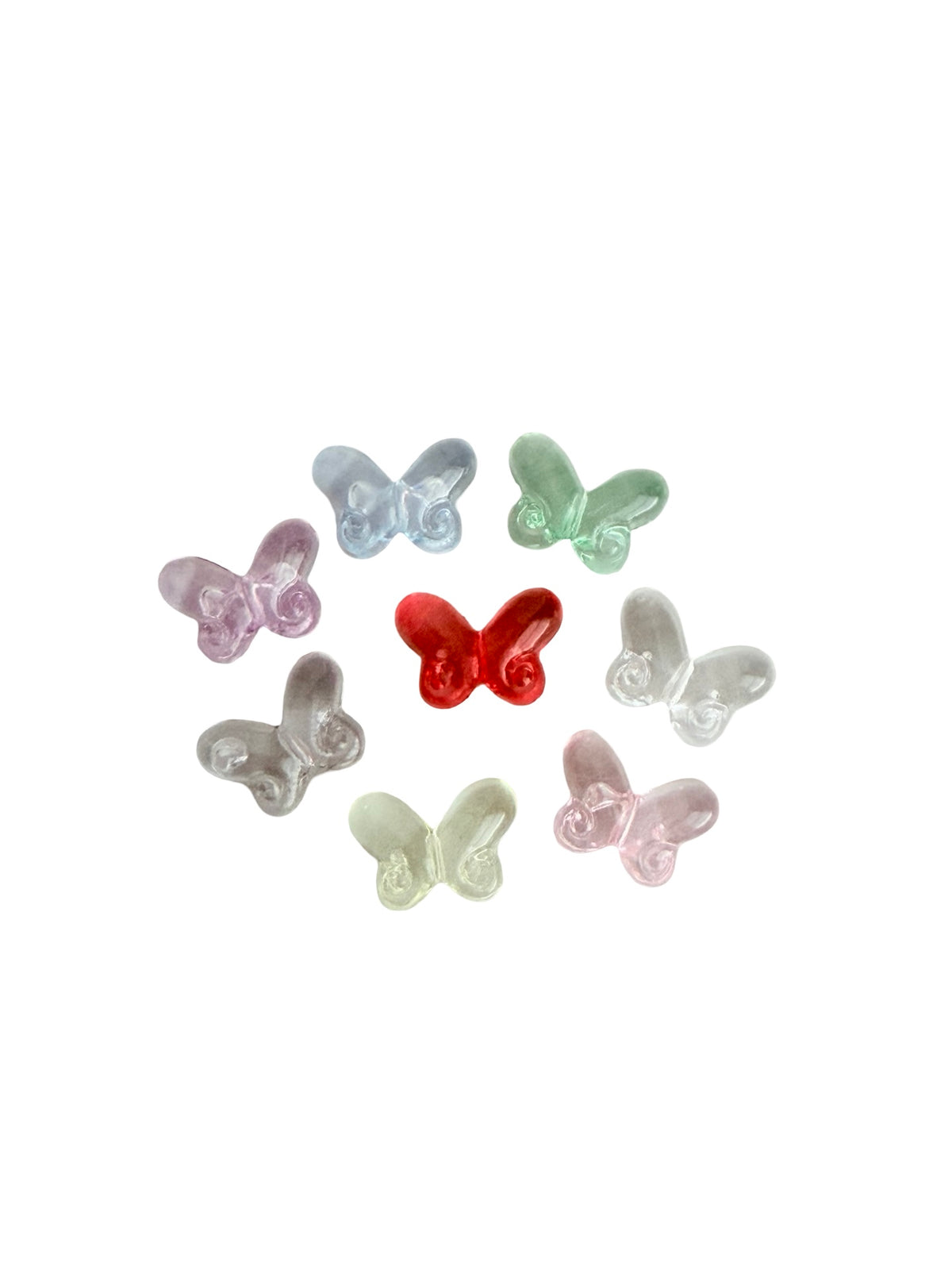 Small Acrylic Butterfly Beads • Random Mix of Transparent or Matte with Gold Dust • Butterfly Beads for Jewelry Making