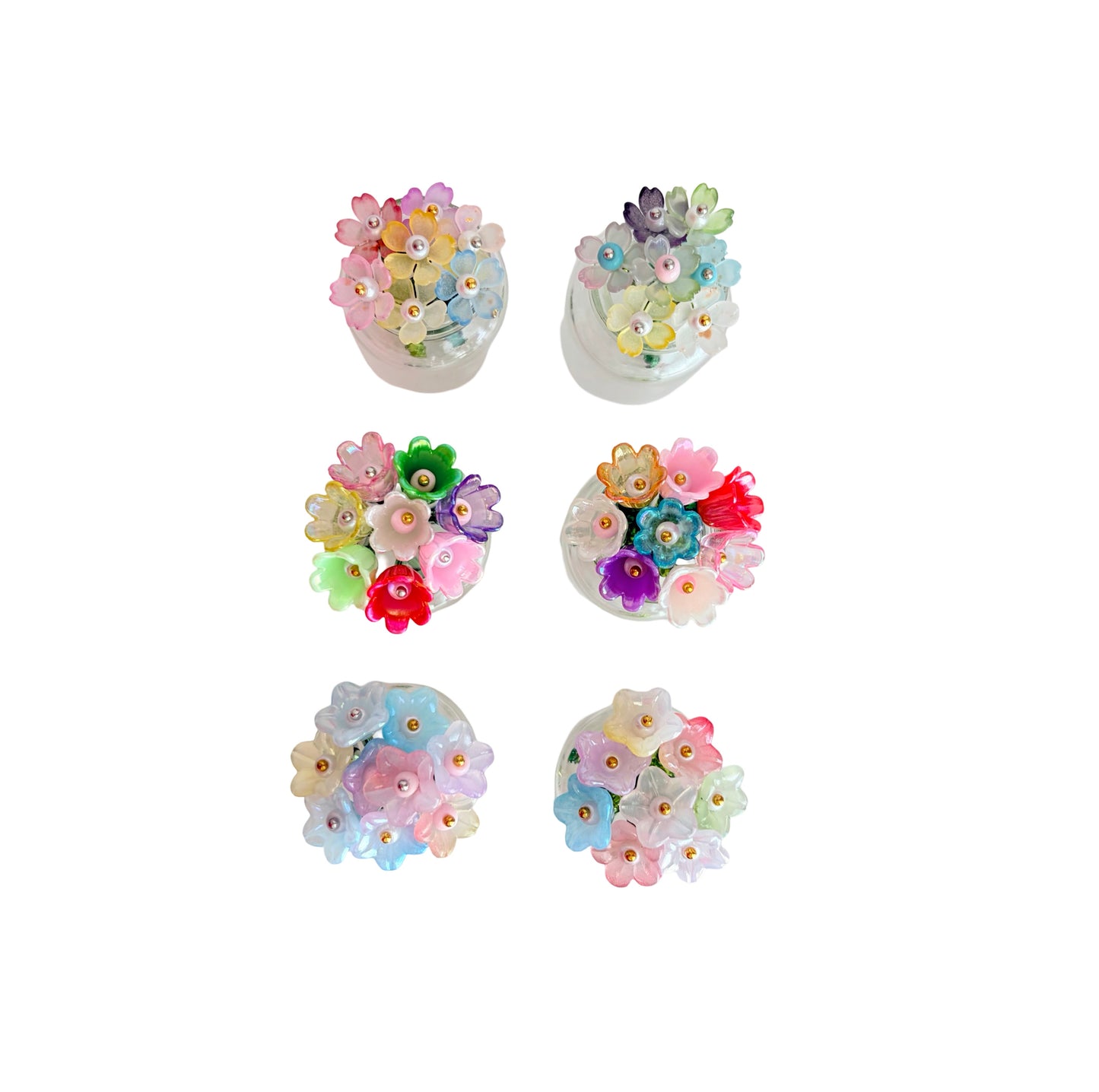 2" Handmade Mini Beaded Flower • Cherry Blossom / Tulip / Morning Glory Flowers • Seed Bead or Tube Bead Stem • Bulk Options Available